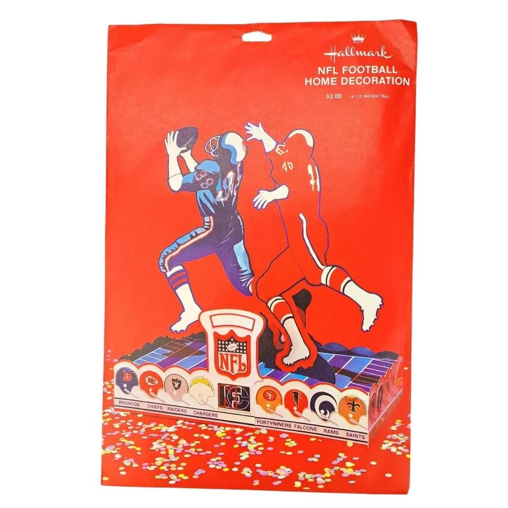 Vintage Hallmark NFL Football Party Decoration 1971 Centerpiece Sports Decor New